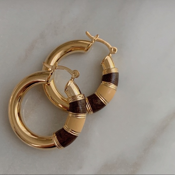 Brown Tube Hoops | 18k Gold Filled - Picture 3 of 7